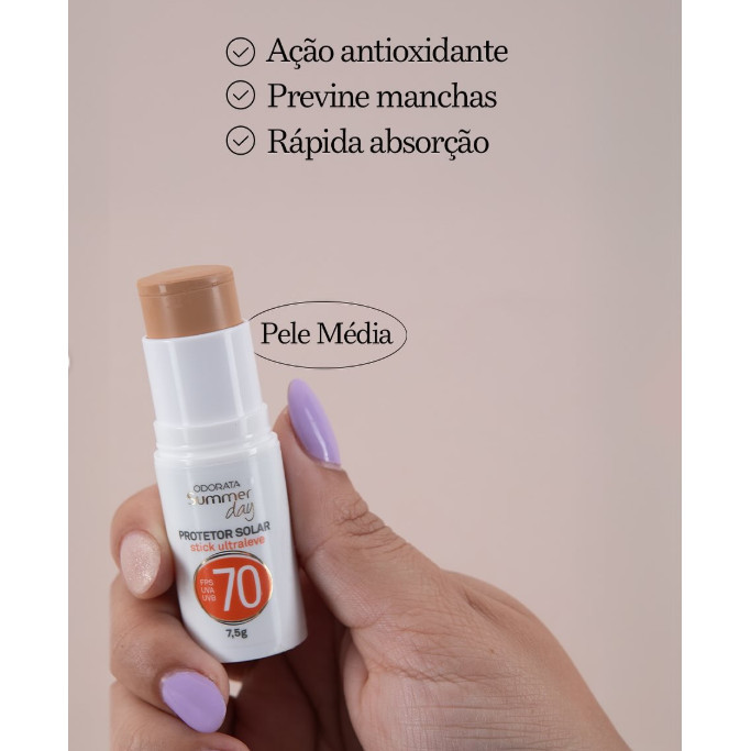 Protetor Solar em Bastão Stick Ultraleve FPS 70 com Cor 7,5g em Oferta na Shopee