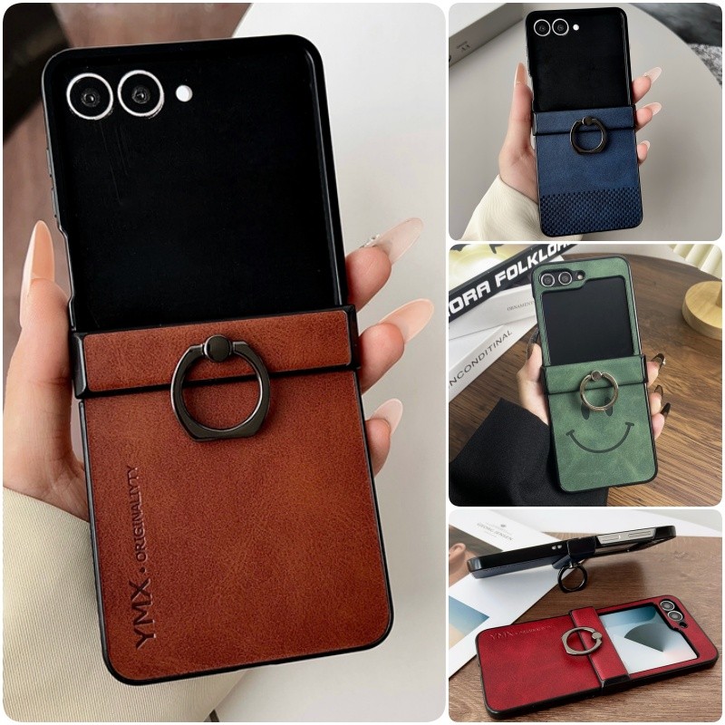 Capa Luxuosa De Couro Com Dobradiça Para Samsung Galaxy Z Flip 8 7 6 5 4 Suporte