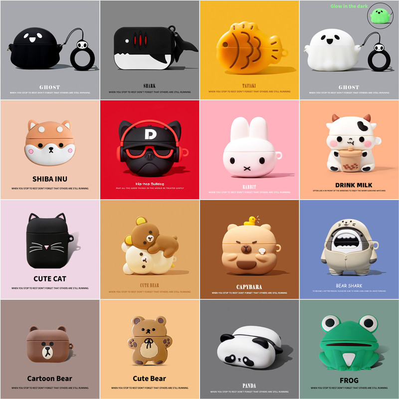 Capa de Animal Adorável para Apple Airpods Pro 3 2 Pro3 Pro2 Capa para Airpods 4 1ª 2ª 3ª Geração Gen Air Pods Capa Prot