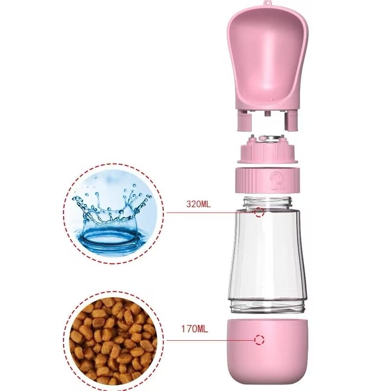 Garrafa De Água e Tigela de comida para Pet Portátil 320ml -SMILE
