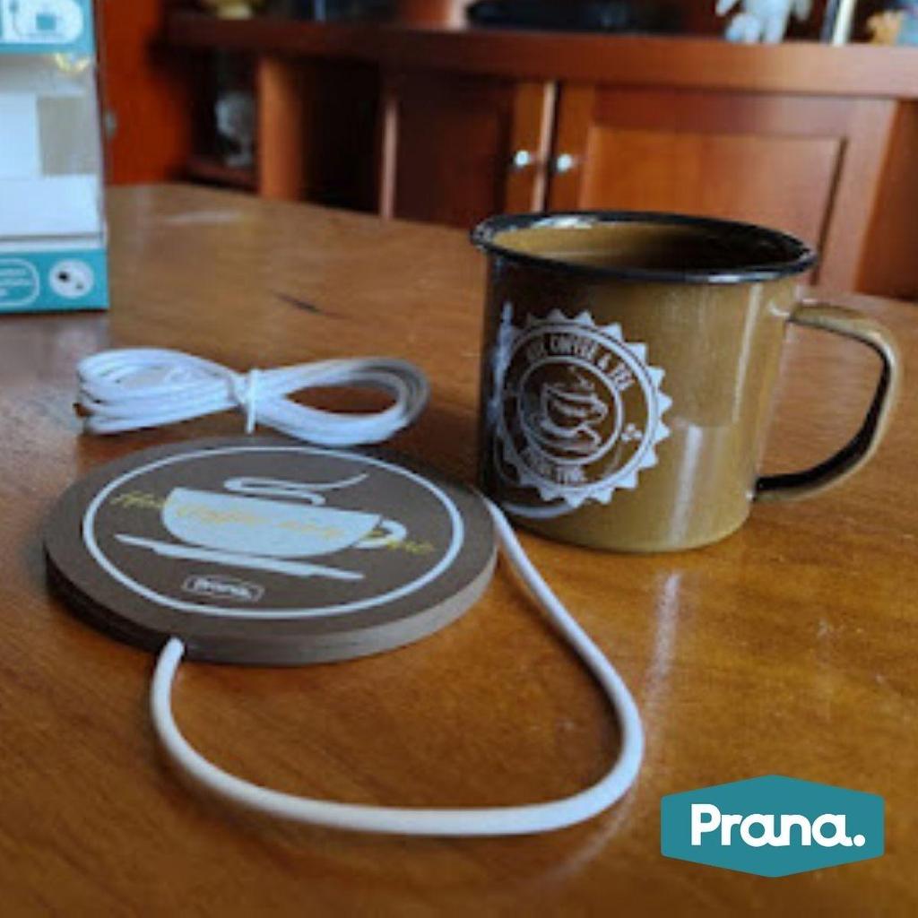 Jogo 2 em 1 Aquecedor Temperatura  Xicara  Base Suporte  USB Caneca Agata Prana