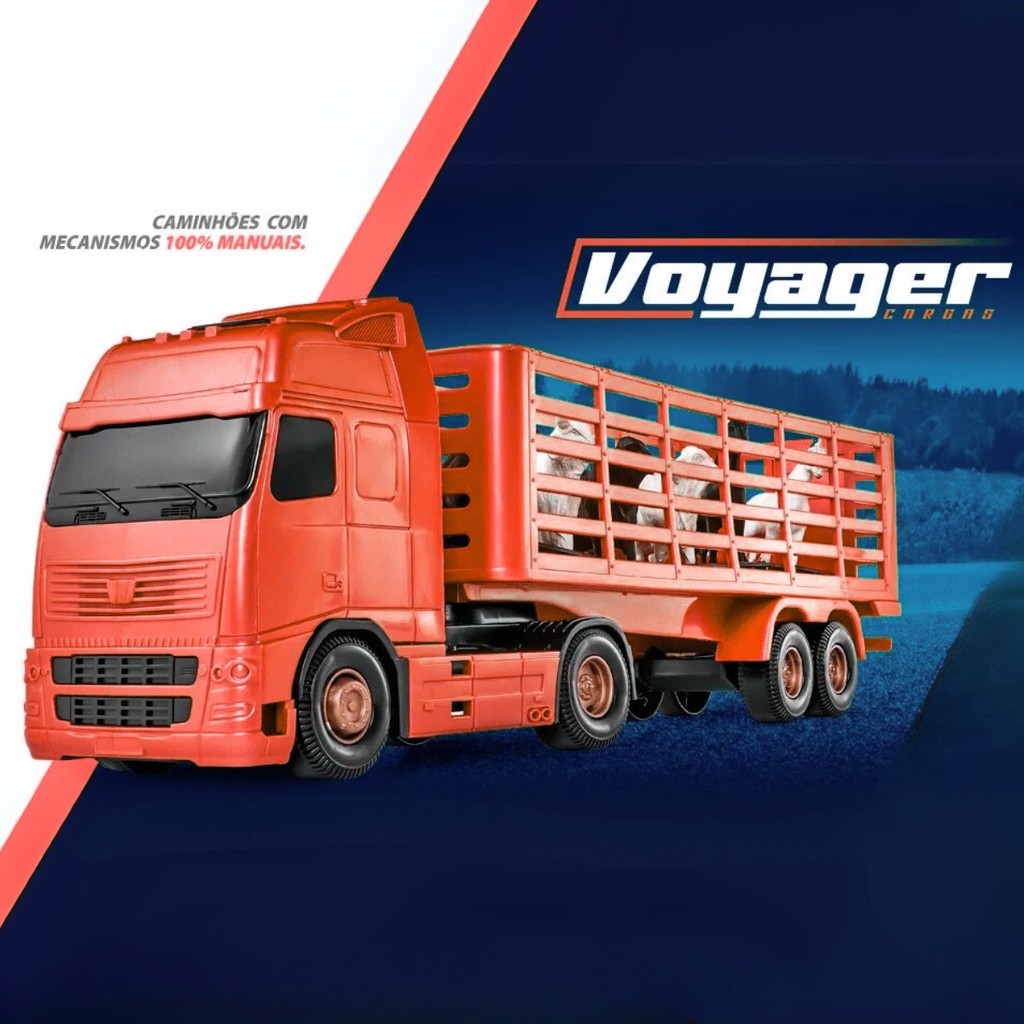 Detalhes do Caminhão Carreta Voyager Vermelho Carga Boiadeiro Cavalo Boi 1350 Roma