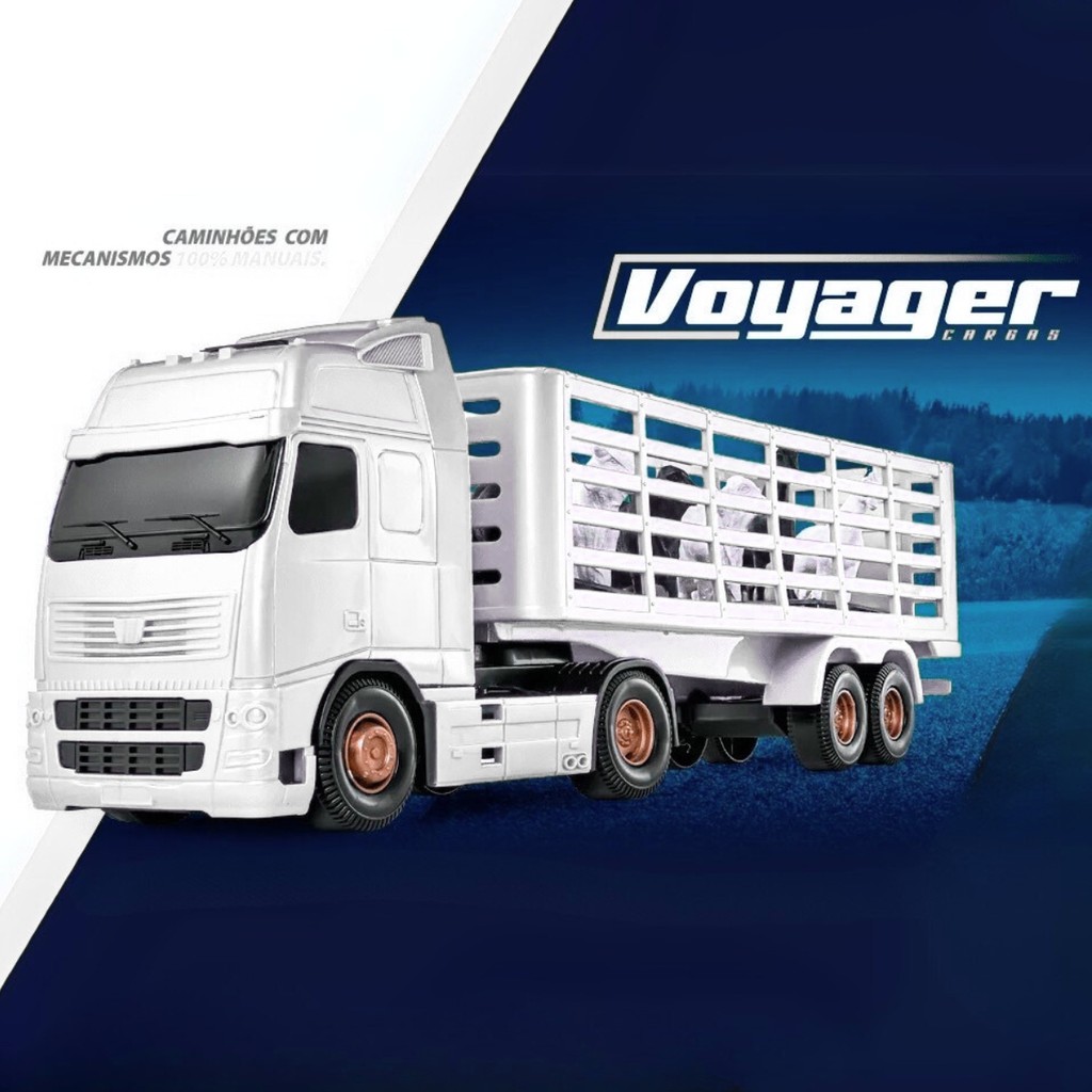 Detalhes do Caminhão Carreta Voyager Branco Carga Boiadeiro Boi 1350 - Roma