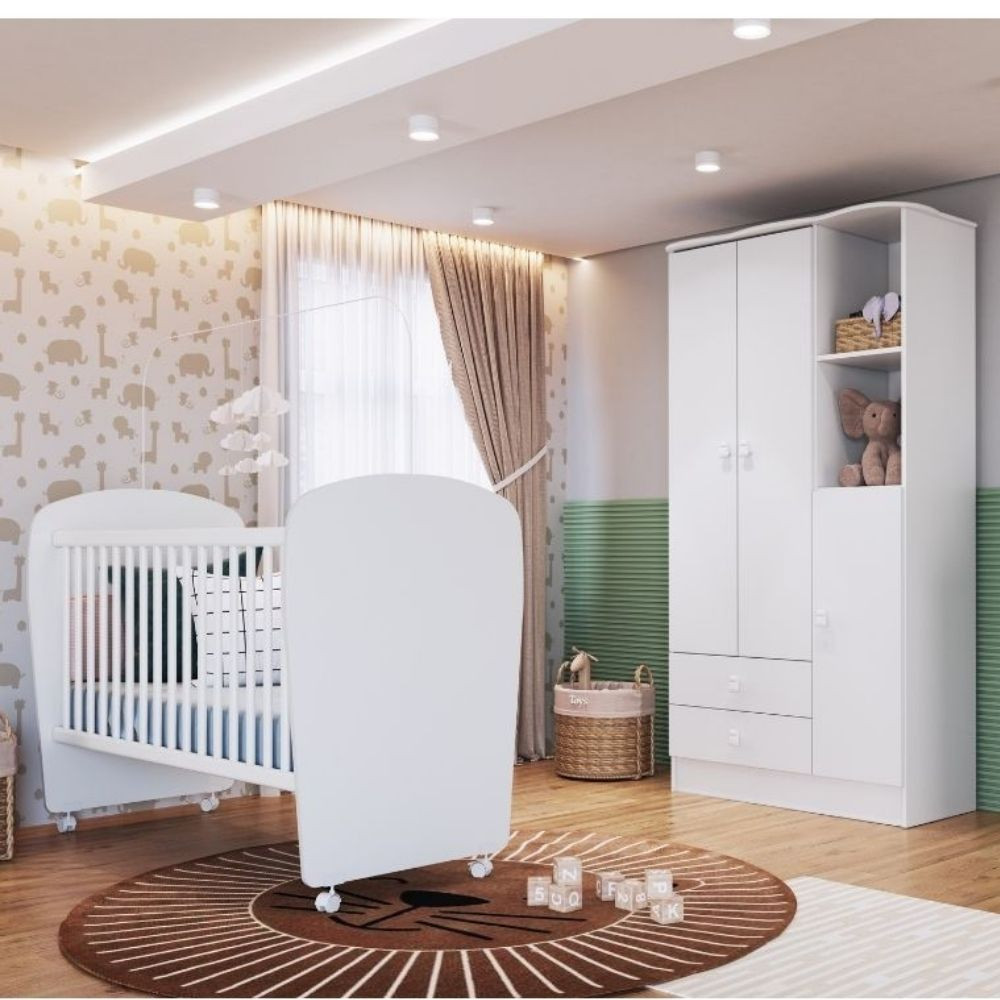 Quarto de Bebê Berço e Guarda Roupa 3 Portas Tedy Percasa