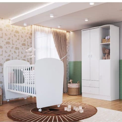 Quarto de Bebê Berço e Guarda Roupa 3 Portas Tedy Percasa