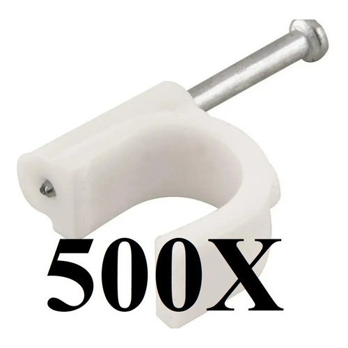 KIT 500 GRAMPO FIXA FIO CABO COAXIAL MIGUELO 5MM BRANCO