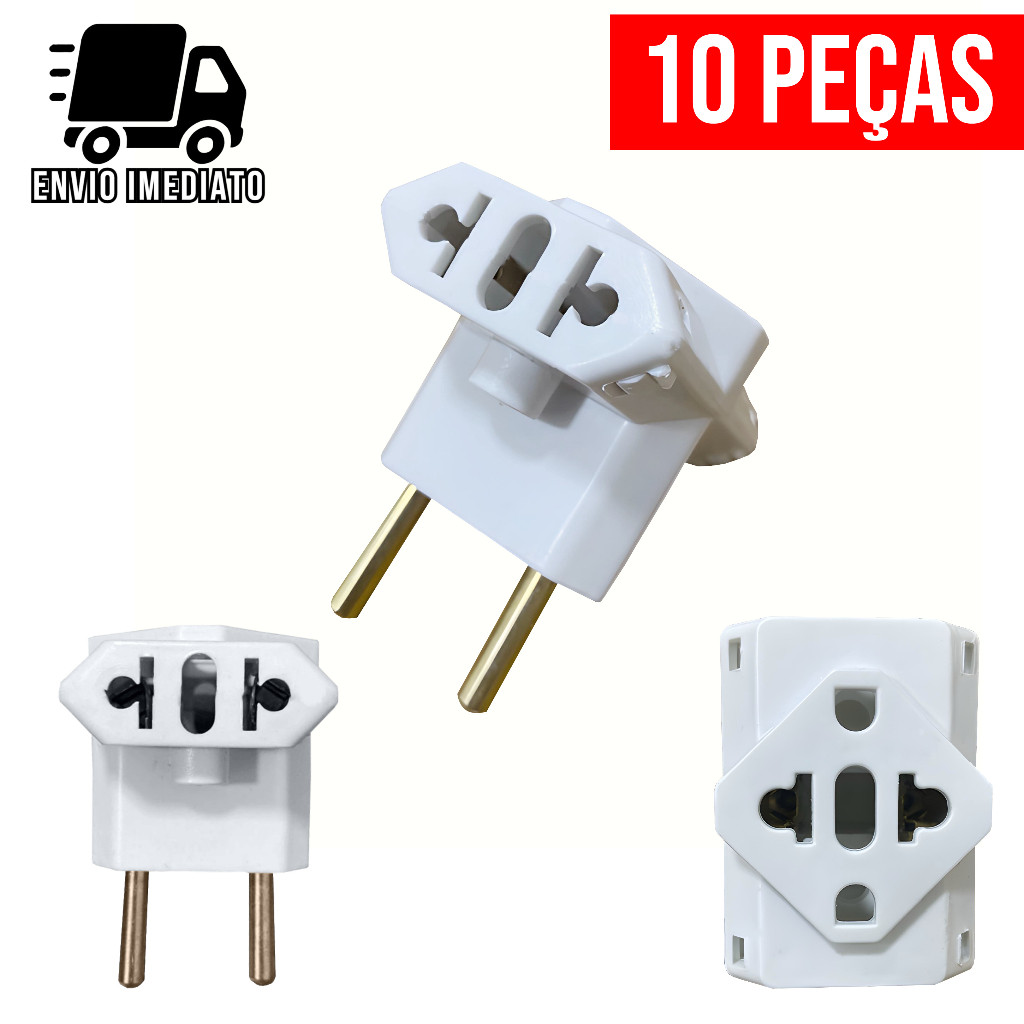 Adaptador de Tomada T Benjamin Universal Resistente com 3 Entradas Bivolt 10A e 20A em Oferta na Shopee