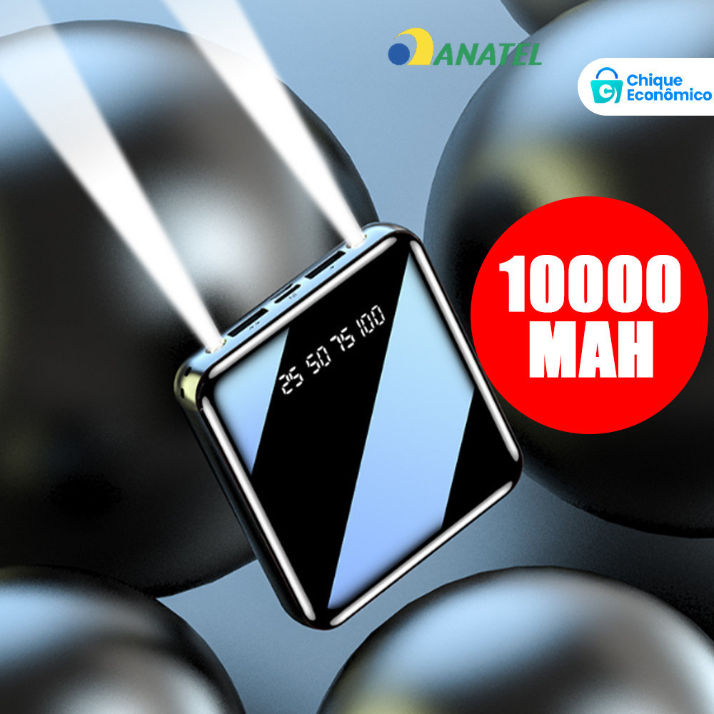 Carregador Portátil  Celular Power Bank universal 10000mAh  4 cables de carga rápida Banco de energía digital LED