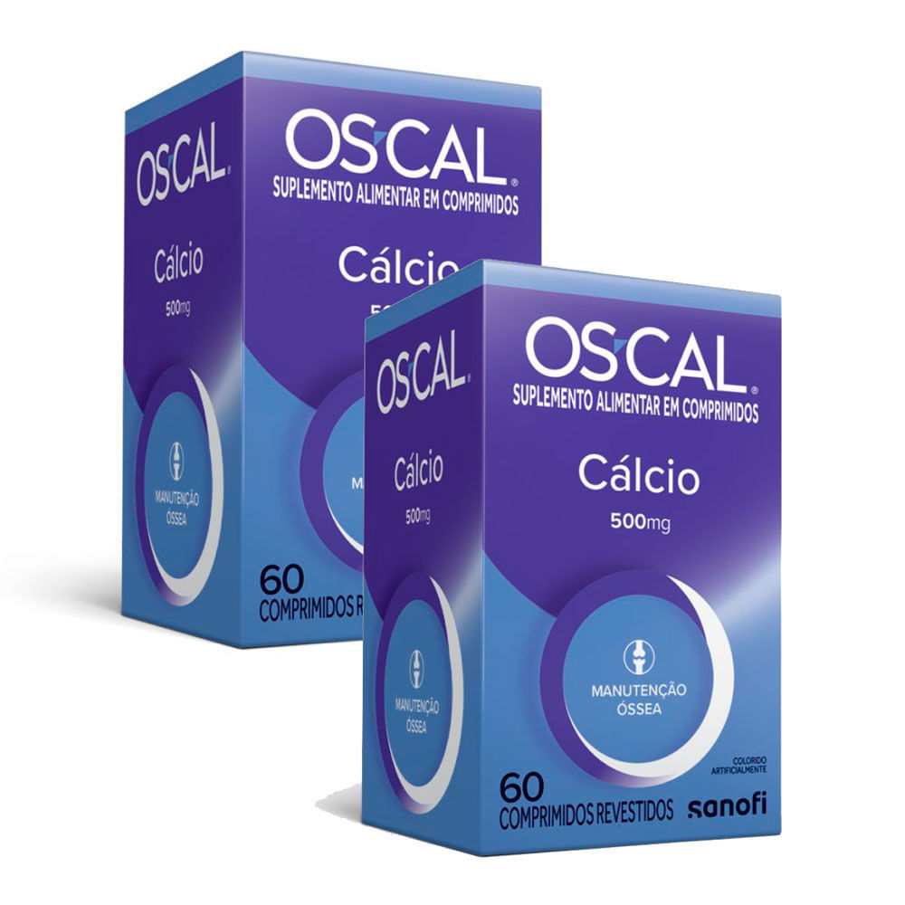 Kit 2 OS-CAL Cálcio 500mg com 60 Comprimidos Revestidos em Oferta na Shopee