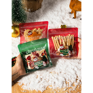Saco de embalagem de biscoito de natal Ziplock biscoito doces floco de neve lanches crocantes pequena caixa de presente 