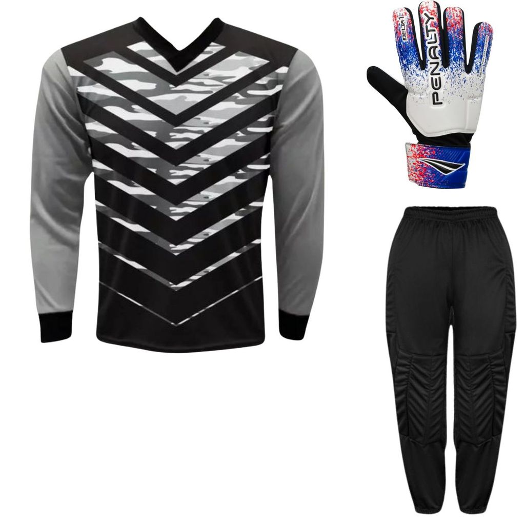 Kit Goleiro Camisa ADULTO Roma Kanga + Calça TRB + Luva Penalty