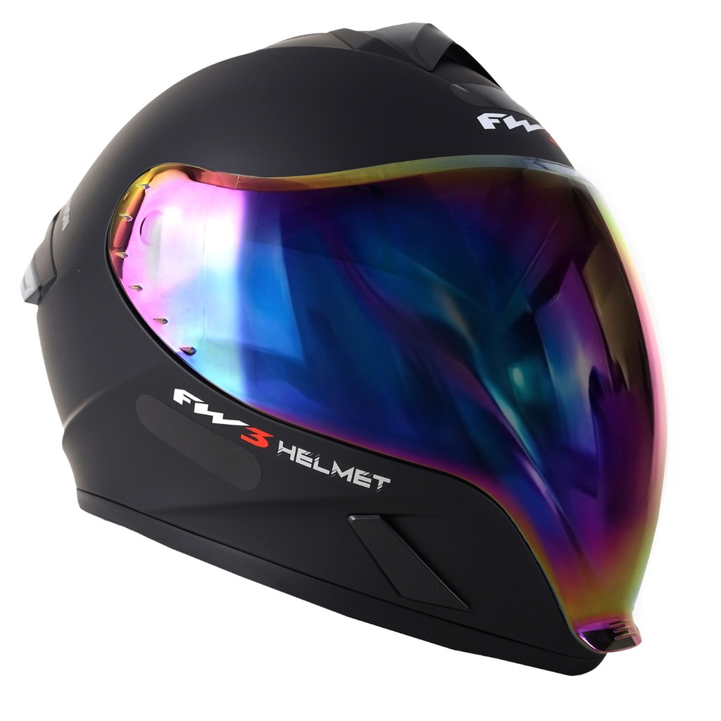 Imagem Capacete Fw3 Integral Moto Venon Com Viseira Panorâmica Camaleão + Viseira Cristal Extra Preto Fosco