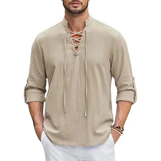 Camisa Masculina de Renascimento, Camisa Medieval de Pirata Viking, Camisas de Algodão e Linho, Fantasia de Halloween de