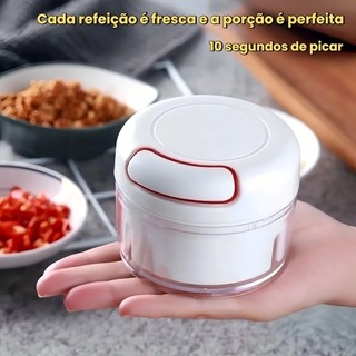 Processador Manual Mini: Triturador Rápido para Alho, Cebola, Temperos e Ervas - Muito Prático!