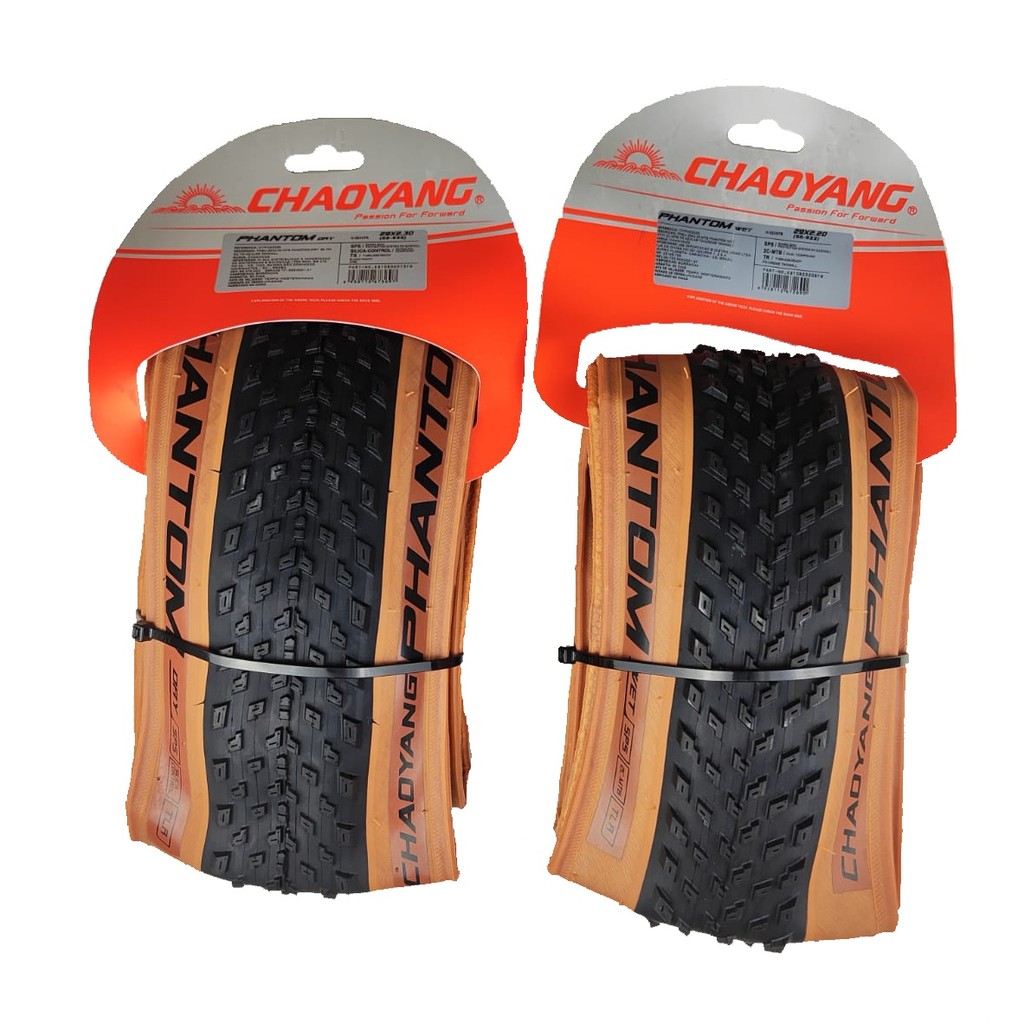 Par de Pneu MTB Chaoyang Phantom Dry 2.30 + Wet 2.20 TR Bege
