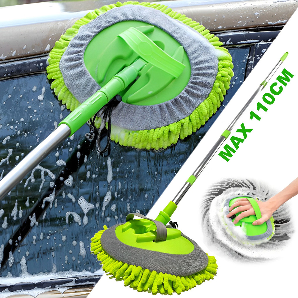 Esfregão Mop Escova limpeza Lavagem de Carro Cabo Telescópico Ajustável Microfibra