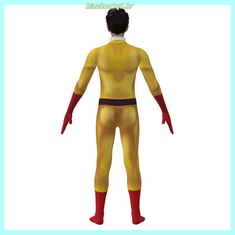 Um Soco Homem Cosplay Traje Para Criança Saitama Anime Cos Bodysuit Super-Herói Macacões De Halloween