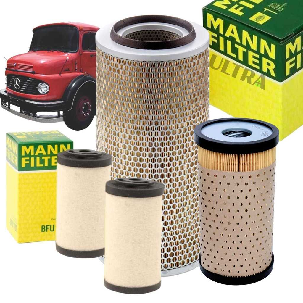 Kit Revisão 4 Filtros MB Mercedes-Benz 1113 / 1313 / 1111 / 1513 / … - OM352 / OM352A (Mann-Filter C20325/2 + H12111X +