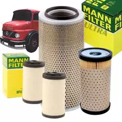 Kit Revisão 4 Filtros MB Mercedes-Benz 1113 / 1313 / 1111 / 1513 / … - OM352 / OM352A (Mann-Filter C20325/2 + H12111X +