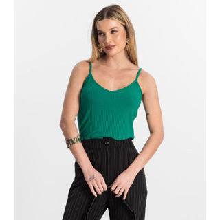 Blusa De Alça Feminina Ribana Canelada Rovitex Verde em Oferta na Shopee