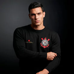 Suéter Corinthians Mundial Japão 2012 Preto Masculino Oficial