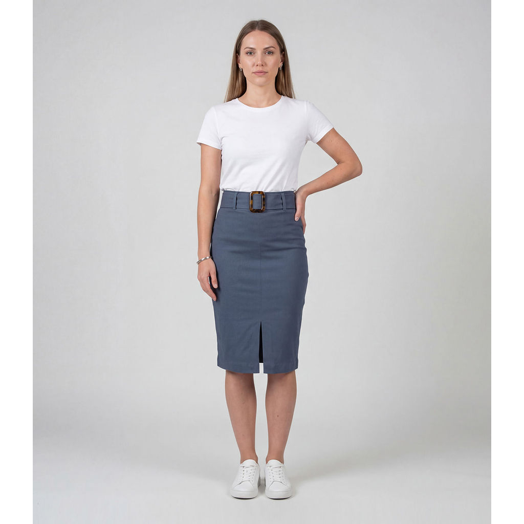 Saia Feminina Bengaline Renaluci Azul em Oferta na Shopee