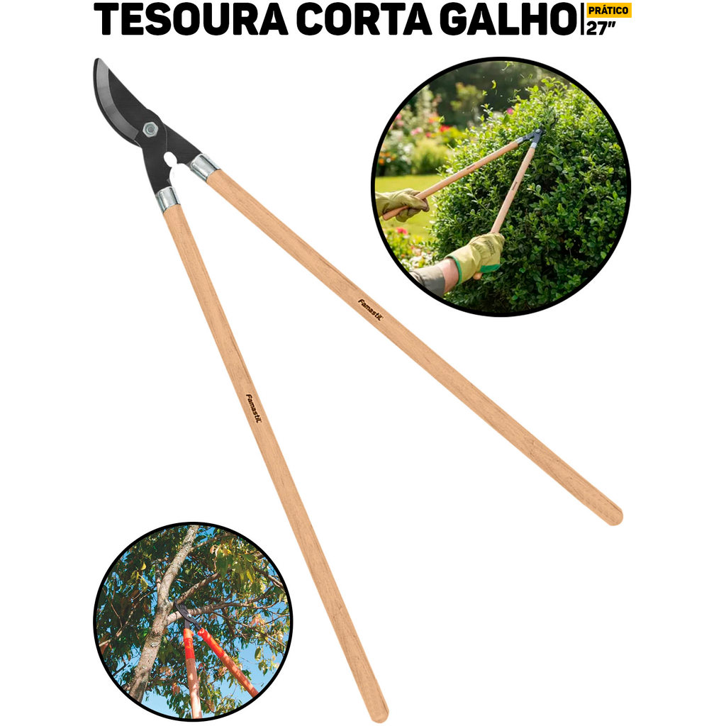 Tesoura Poda Profissional Famastil 27cm P/ Poda De Árvores Plantas Ferramenta Profissional