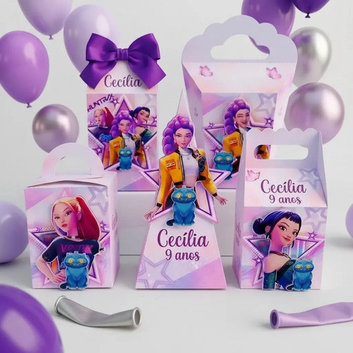 Caixas Personalizadas Tema GUERREIRAS DO KPOP I Com Laço l  Decoração Aniversário l Lembrancinha  Pegue E Monte