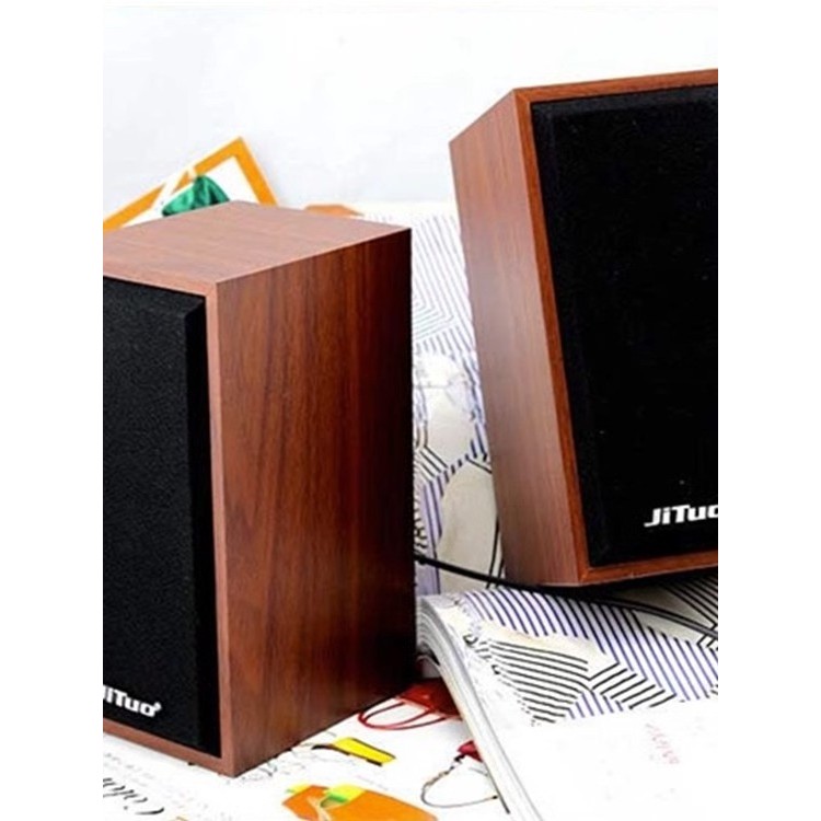 JT2801 Laptop Desktop Portátil Alimentado por USB Pequeno Áudio Alto-falante de Madeira Áudio de Computador