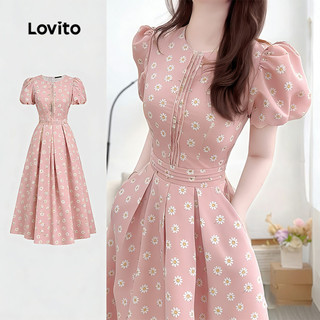 Lovito Floral Vestido Boho com Zíper Primavera/verão Rosa para Mulheres L189ED016