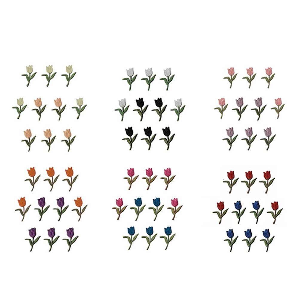 FLOR TULIPA KIT 2 CORES  PATCH BORDADO TERMOCOLANTE.10 PÇ