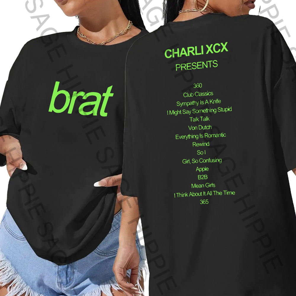 Camiseta Basica Charli Xcx Presents Brat Tour 360 Unissex 100% algodão