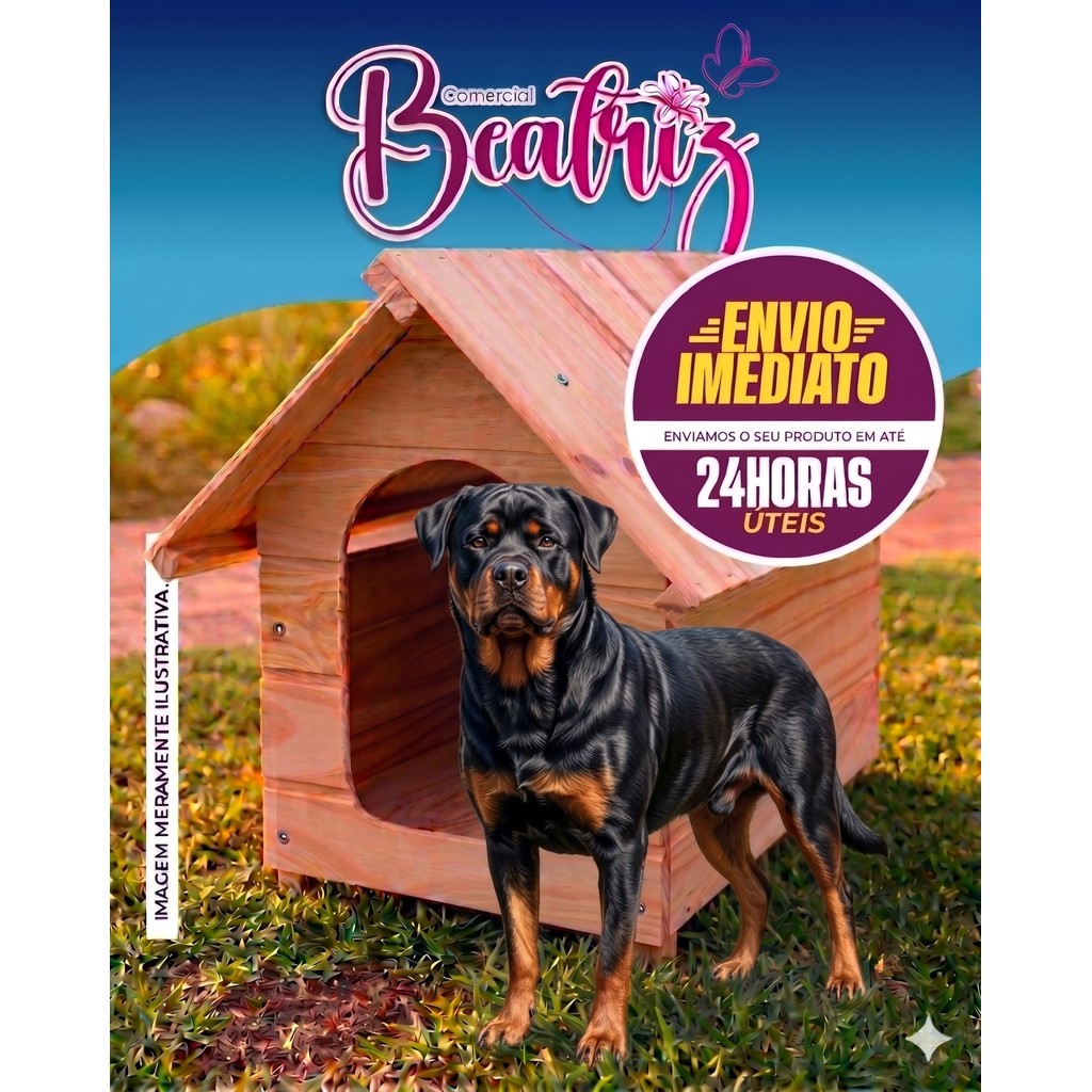 Casinha Cachorro N6 Madeira Pinus Porte Grande Resistente Pastor Alemão Pitbull Rottweiler Top