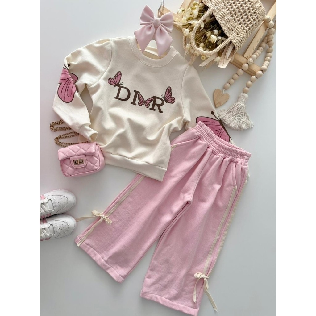 Conjunto de Moletom Flanelado Conforto para Dia a Dia Meninas Moda Blogueirinha Meninas - DIR Rosa