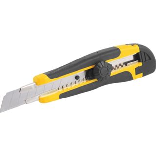 Estilete largo 18 mm emborrachado com 2 lâminas - ES218 em Oferta na Shopee