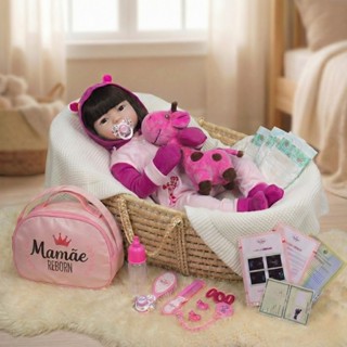 Bebê Reborn Boneca Realista Silicone Girafinha Mamãe Reborn + Enxoval com Bolsa e Acessórios em Oferta na Shopee