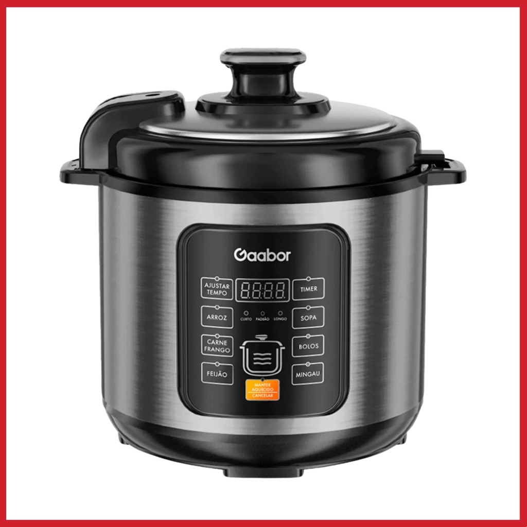 Panela de Pressão Elétrica 6L Gaabor Multifuncional 1000W 8 Funções em Oferta na Shopee