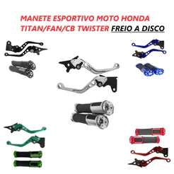 Kit Manete Manopla Esportivo Moto Honda Titan 125 150 160 Freio a Disco CB Twister Preto Cromado
