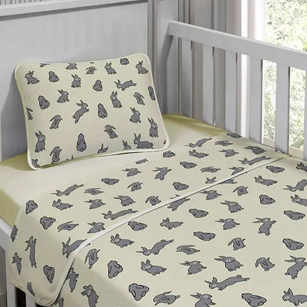 Jogo de Cama Berço Tecebem Malha 100% Algodão Estampado Curiosidade 3 Peças Perola