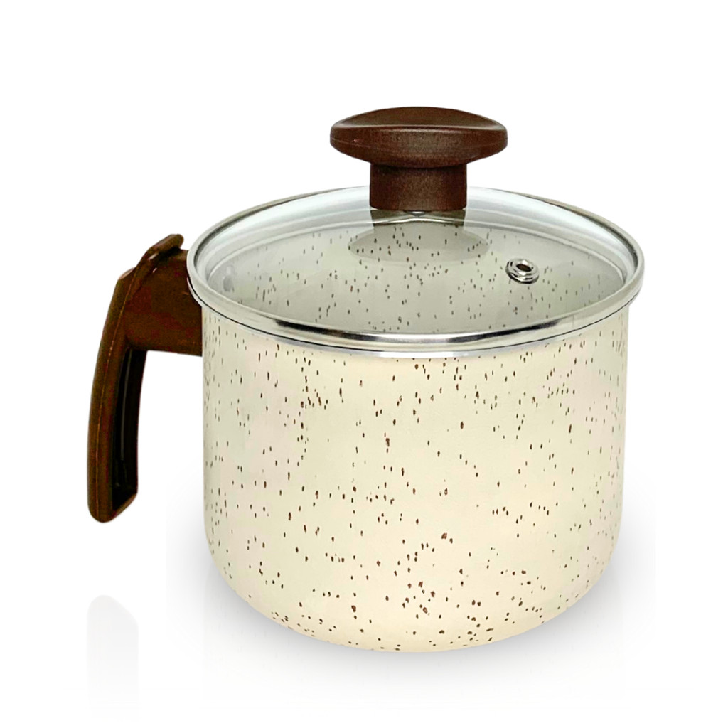 Fervedor Canecão Leiteira Antiaderente Com Tampa De Vidro 14cm 1,6L Reforçado Premium Cozi...