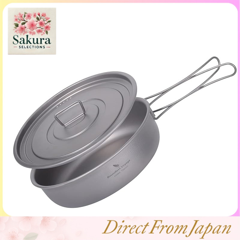 Boundless Voyage Titanium Frying Pan with Lid 19CM 1000ml Titanium Cooker Barbecue Outdoor Camping Frying Pan Fire Pit Frying Pan Cooking Utensils Lightweight 233g Ti2065C