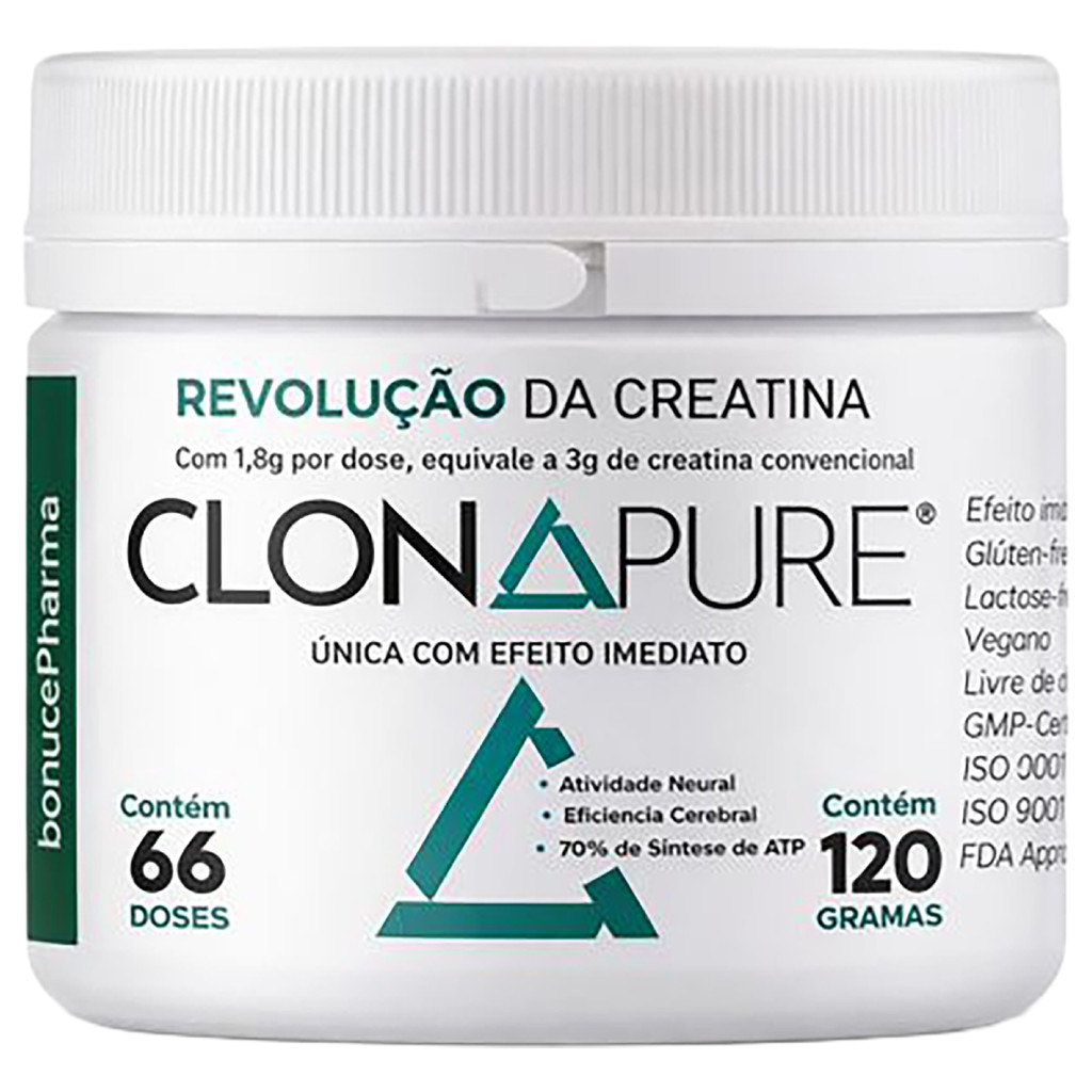 CLONAPURE POTE 66 DOSES 120Gr SUPLEMENTO AVANÇADO RAPIDA ABSORÇÃO SUPORTE ENERGETICO FISICO E MENTAL