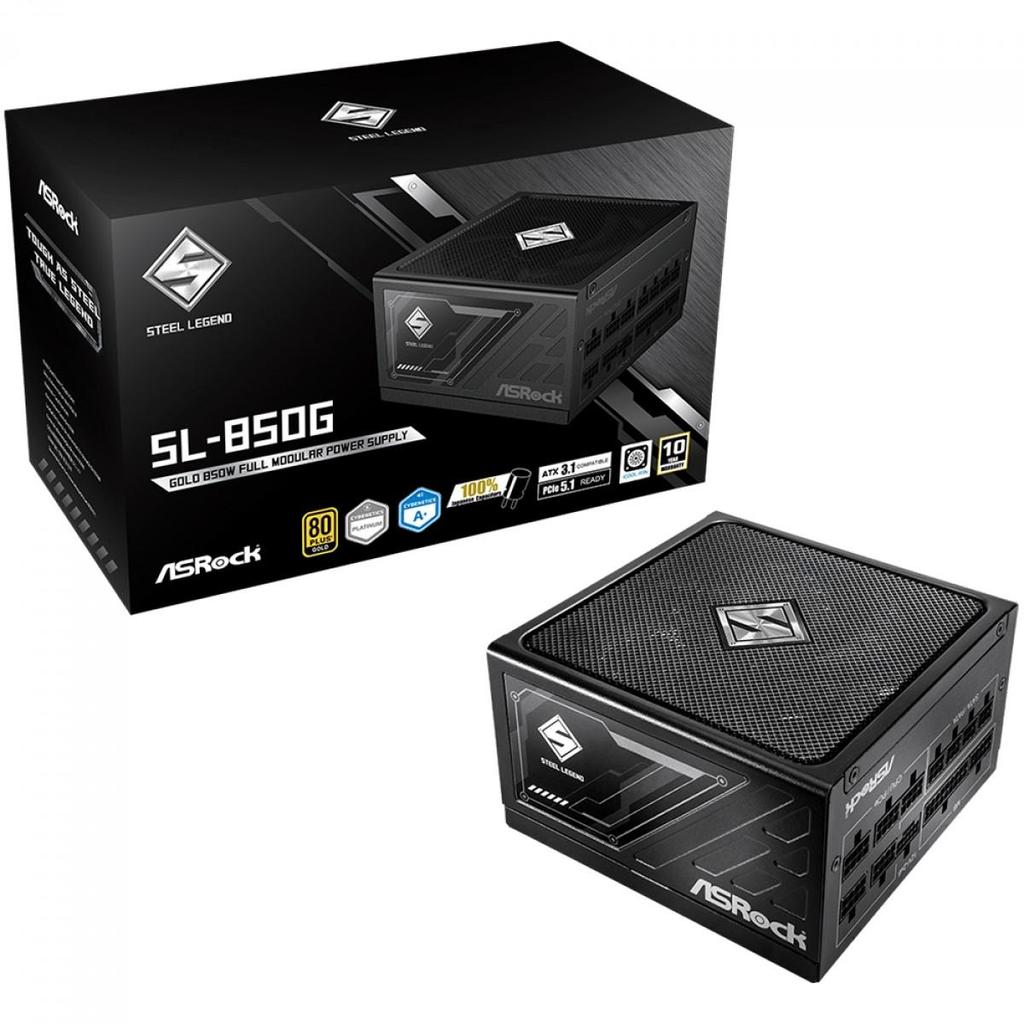Fonte ASRock Steel Legend, 850W, 80 Plus Gold, Cybenetics Platinum, Full Modular, ATX 3.1, PCIe 5.1, Preto, SL-850G em Oferta na Shopee