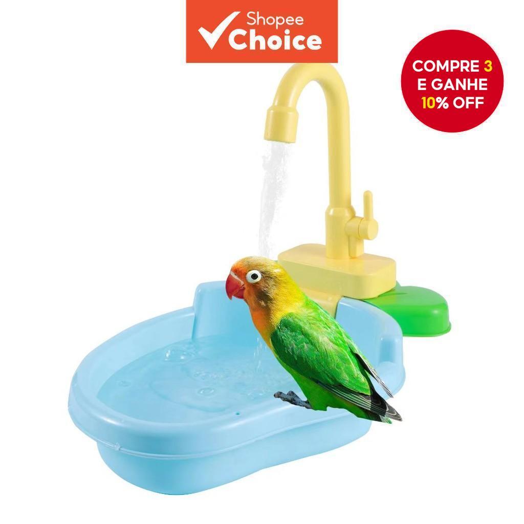 Circulação Automática De Água Papagaio Chuveiro Bacia Brinquedo De Banho De Pássaros Para Pequenos E Médios 34x27cm