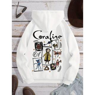 Moletom Gráfico Coraline Aconchegante para Mulheres Casual, Perfeito para Outono Inverno em Oferta na Shopee