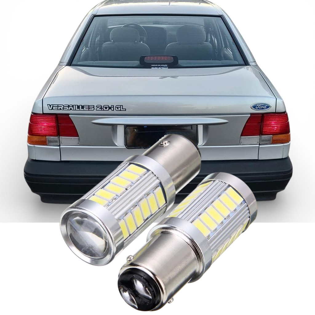 Kit Lampadas Ultra LED Premium Luz de Freio Ford Versailles 2 Polos 33 Leds P21/5W