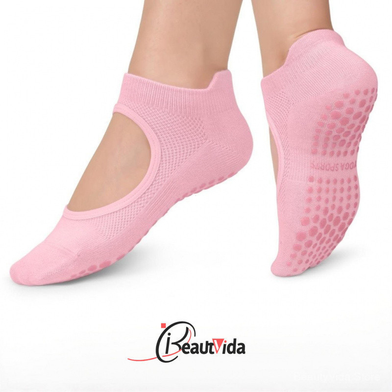 Meias De Ioga Antiderrapantes Cn Com Punho De Silicone Para Fitness Interno E Pilates
