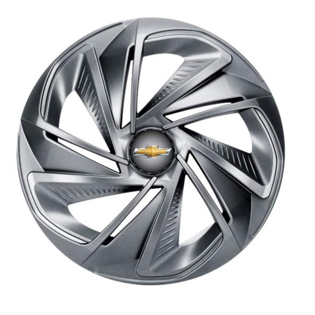 Kit Calota Nitro Aro 13 Grafite Para Onix Prisma Joy Classic Astra Spin Kadett