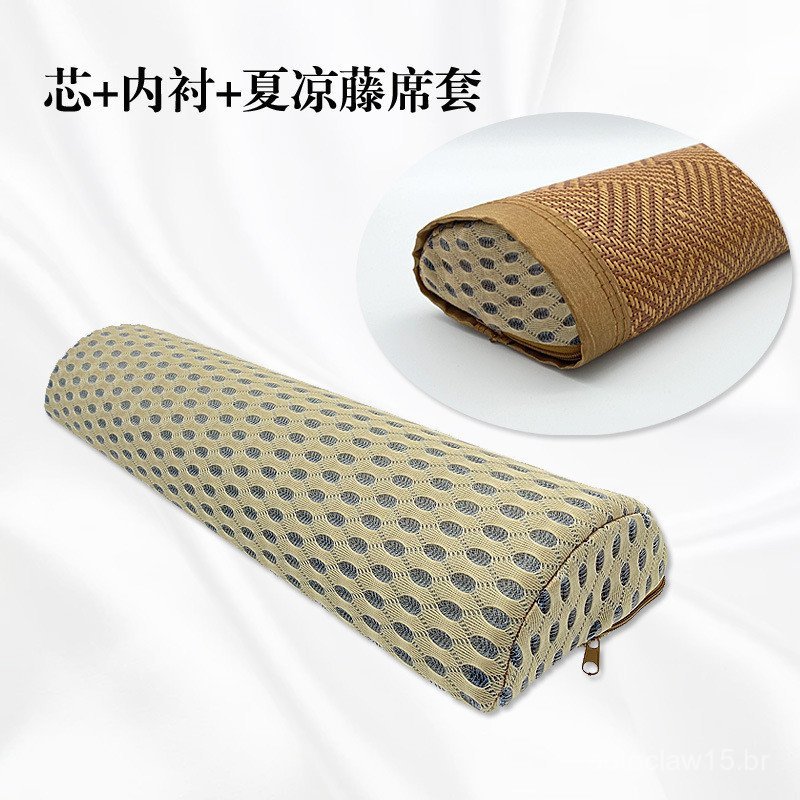 Almofada semicircular de fibra de coqueiro para o verão, apoia o pescoço, almofada rígida com imitação de esteira de rat