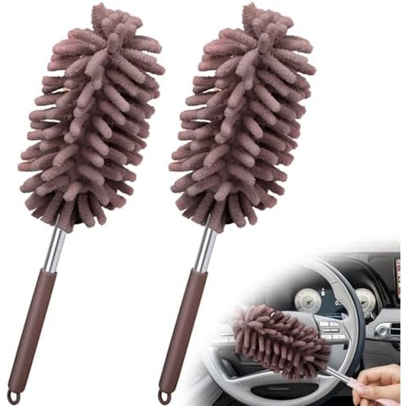 Espanador Interior Do Carro De 2 Pces Com Pólo De Extensão , De Microfibra Cabeça Dobrável , Espanadores De Carros Exter